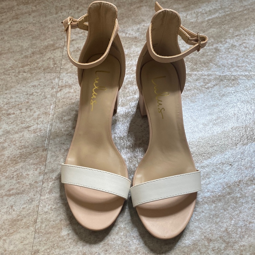 Lulus tan and white heels